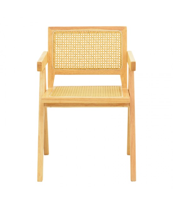 Πολυθρόνα Winslow pakoworld rubberwood-rattan σε φυσική απόχρωση 51x54x80εκ