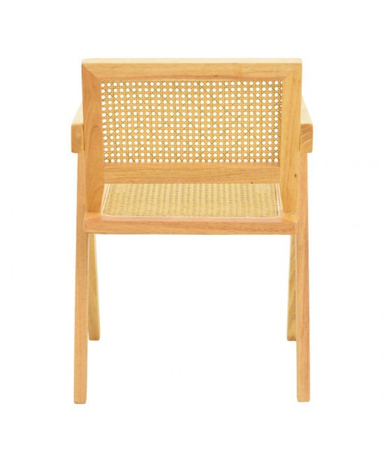Πολυθρόνα Winslow pakoworld rubberwood-rattan σε φυσική απόχρωση 51x54x80εκ