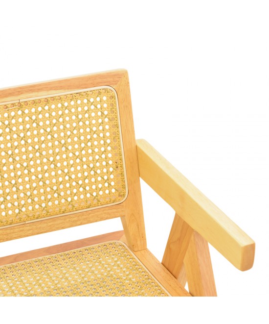 Πολυθρόνα Winslow pakoworld rubberwood-rattan σε φυσική απόχρωση 51x54x80εκ