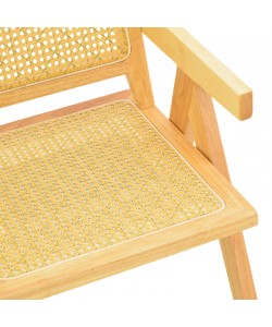 Πολυθρόνα Winslow pakoworld rubberwood-rattan σε φυσική απόχρωση 51x54x80εκ
