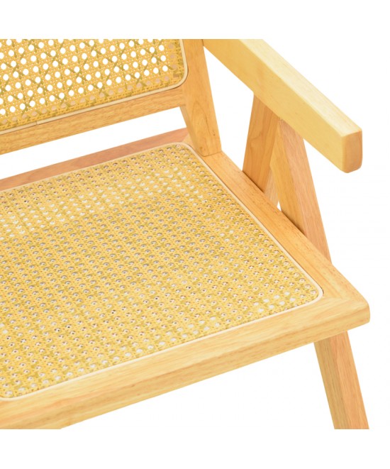 Πολυθρόνα Winslow pakoworld rubberwood-rattan σε φυσική απόχρωση 51x54x80εκ