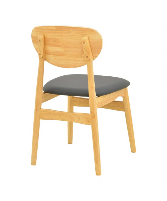 Καρέκλα Cardith pakoworld rubberwood-plywood σε φυσική απόχρωση-pu μαύρο 48x51x78εκ