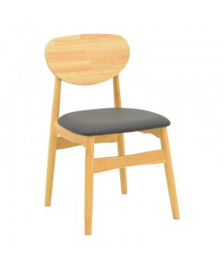 Καρέκλα Cardith pakoworld rubberwood-plywood σε φυσική απόχρωση-pu μαύρο 48x51x78εκ