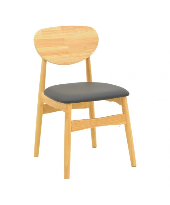 Καρέκλα Cardith pakoworld rubberwood-plywood σε φυσική απόχρωση-pu μαύρο 48x51x78εκ