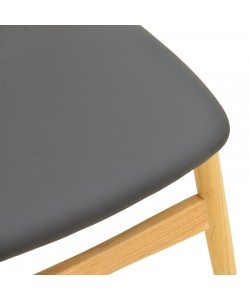 Καρέκλα Cardith pakoworld rubberwood-plywood σε φυσική απόχρωση-pu μαύρο 48x51x78εκ