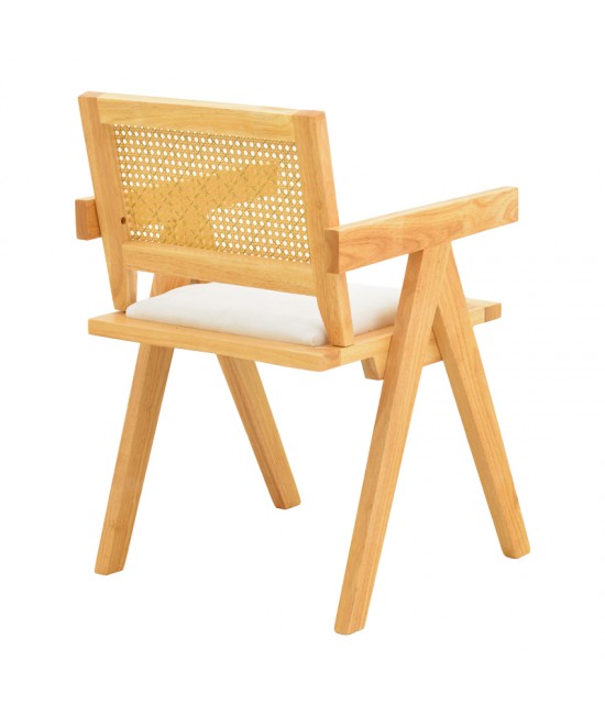 Πολυθρόνα Winslow pakoworld rubberwood σε φυσική απόχρωση-ύφασμα λευκό 51x54x80εκ