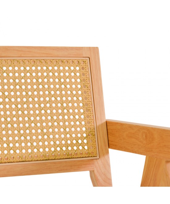 Πολυθρόνα Winslow pakoworld rubberwood σε φυσική απόχρωση-ύφασμα λευκό 51x54x80εκ