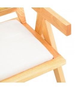 Πολυθρόνα Winslow pakoworld rubberwood σε φυσική απόχρωση-ύφασμα λευκό 51x54x80εκ
