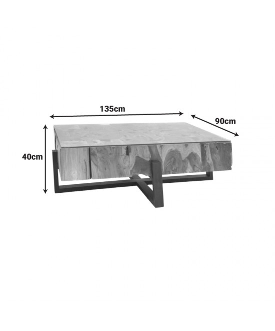 Τραπέζι σαλονιού Borth Inart teak ξύλο σε φυσική απόχρωση 135x90x40εκ