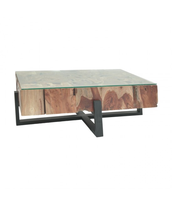 Τραπέζι σαλονιού Borth Inart teak ξύλο σε φυσική απόχρωση 135x90x40εκ