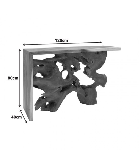 Κονσόλα Jako Inart teak ξύλο σε φυσική απόχρωση 120x40x80εκ