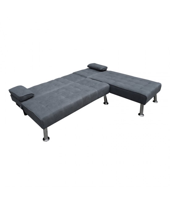 Γωνιακός καναπές-κρεβάτι αναστρέψιμος Brisk pakoworld ύφασμα με ανθρακί απόχρωση 200x146x75εκ