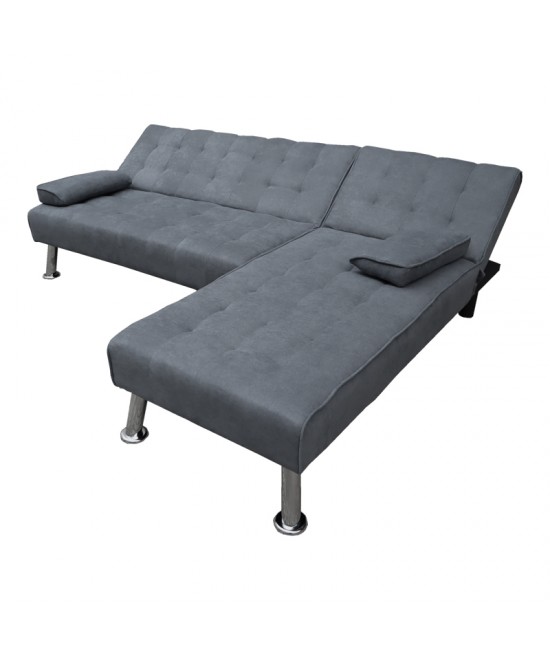 Γωνιακός καναπές-κρεβάτι αναστρέψιμος Brisk pakoworld ύφασμα με ανθρακί απόχρωση 200x146x75εκ