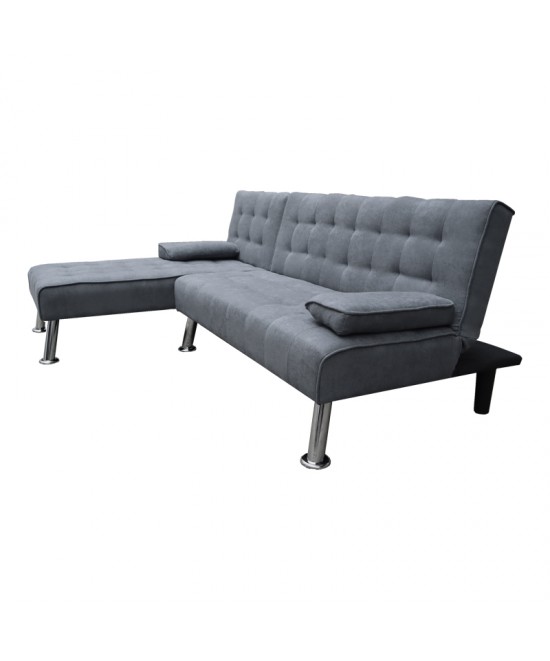 Γωνιακός καναπές-κρεβάτι αναστρέψιμος Brisk pakoworld ύφασμα με ανθρακί απόχρωση 200x146x75εκ