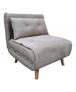 Πολυθρόνα-κρεβάτι Josuane I pakoworld βελούδο σε γκρι απόχρωση 78x80x81εκ