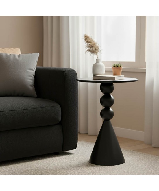 Βοηθητικό τραπέζι Bilane pakoworld μέταλλο σε μαύρη απόχρωση Φ39x55εκ