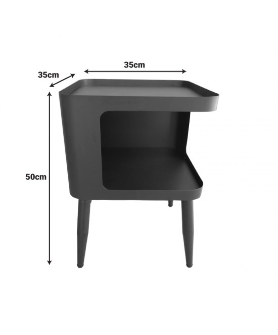 Βοηθητικό τραπέζι Cubino pakoworld μέταλλο σε μαύρη απόχρωση 35x35x50εκ