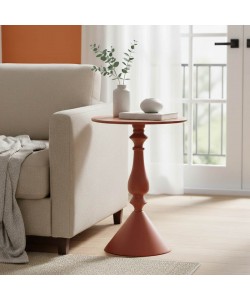 Βοηθητικό τραπέζι Lalou pakoworld μέταλλο σε απόχρωση terracotta Φ40x55εκ