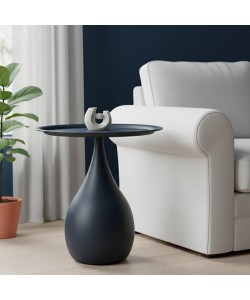 Βοηθητικό τραπέζι Samino pakoworld μέταλλο σε μαύρη απόχρωση Φ39x42εκ