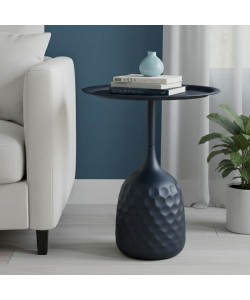 Βοηθητικό τραπέζι Waini pakoworld μέταλλο σε μαύρη απόχρωση Φ39x60εκ