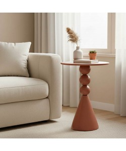 Βοηθητικό τραπέζι Bilane pakoworld μέταλλο σε terracotta απόχρωση Φ39x55εκ