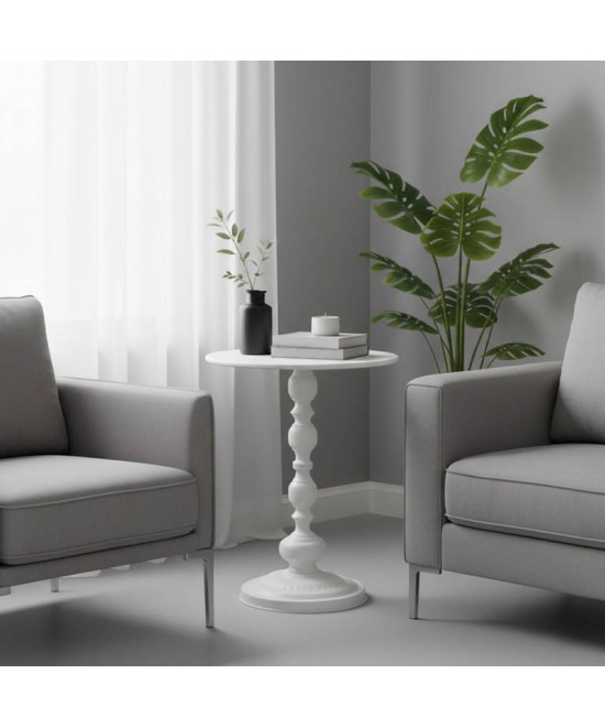 Βοηθητικό τραπέζι Anesor pakoworld μέταλλο σε κρεμ απόχρωση Φ40x52εκ