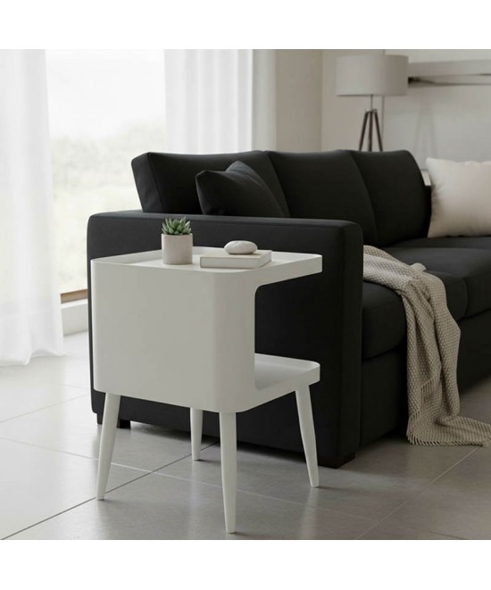 Βοηθητικό τραπέζι Cubino pakoworld μέταλλο σε κρεμ απόχρωση 35x35x50εκ