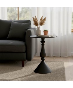 Βοηθητικό τραπέζι Lalou pakoworld μέταλλο σε μαύρη απόχρωση Φ40x55εκ