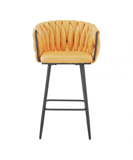 Σκαμπό μπαρ Vivian pakoworld κίτρινο βελούδο-πόδι μαύρο μέταλλο 57x50x100εκ Σκαμπό μπαρ Vivian pakoworld κίτρινο βελούδο-πόδι μαύρο μέταλλο 57x50x100εκ