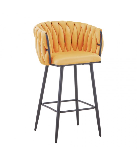 Σκαμπό μπαρ Vivian pakoworld κίτρινο βελούδο-πόδι μαύρο μέταλλο 57x50x100εκ Σκαμπό μπαρ Vivian pakoworld κίτρινο βελούδο-πόδι μαύρο μέταλλο 57x50x100εκ