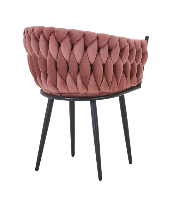 Πολυθρόνα Vivian pakoworld σάπιο μήλο βελούδο-πόδι μαύρο μέταλλο 61x55x80εκ