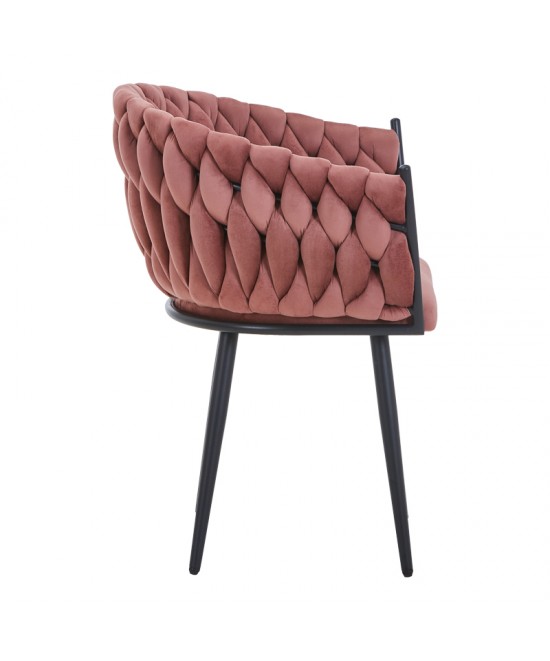 Πολυθρόνα Vivian pakoworld σάπιο μήλο βελούδο-πόδι μαύρο μέταλλο 61x55x80εκ