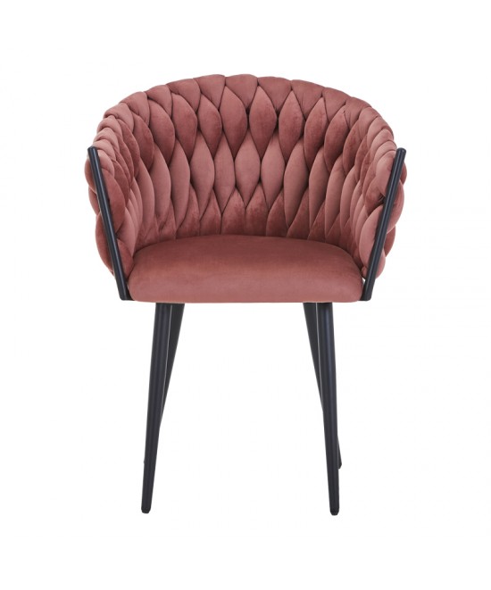 Πολυθρόνα Vivian pakoworld σάπιο μήλο βελούδο-πόδι μαύρο μέταλλο 61x55x80εκ