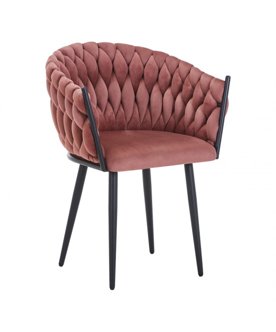 Πολυθρόνα Vivian pakoworld σάπιο μήλο βελούδο-πόδι μαύρο μέταλλο 61x55x80εκ