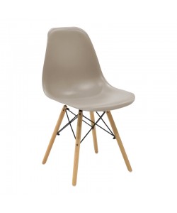 Καρέκλα Julita pakoworld PP cappuccino με φυσικό πόδι 46x52x80εκ