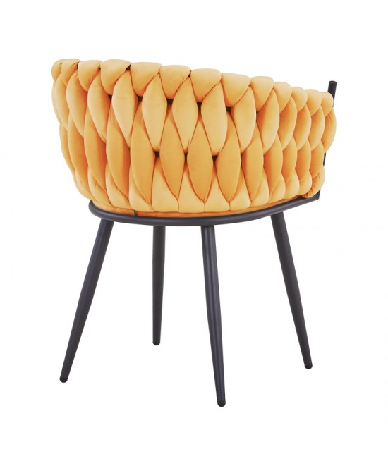 Πολυθρόνα Vivian pakoworld κίτρινο βελούδο-πόδι μαύρο μέταλλο 61x55x80εκ