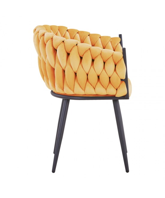 Πολυθρόνα Vivian pakoworld κίτρινο βελούδο-πόδι μαύρο μέταλλο 61x55x80εκ