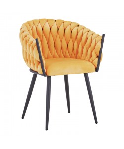 Πολυθρόνα Vivian pakoworld κίτρινο βελούδο-πόδι μαύρο μέταλλο 61x55x80εκ
