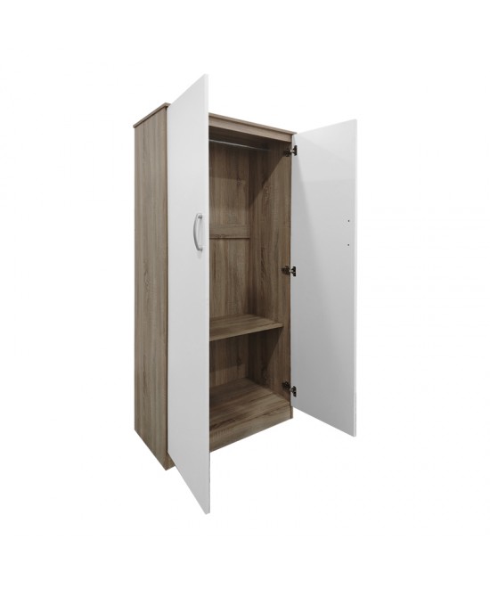 Ντουλάπα δίφυλλη Lego pakoworld σε oak-λευκή απόχρωση 80x42x180εκ