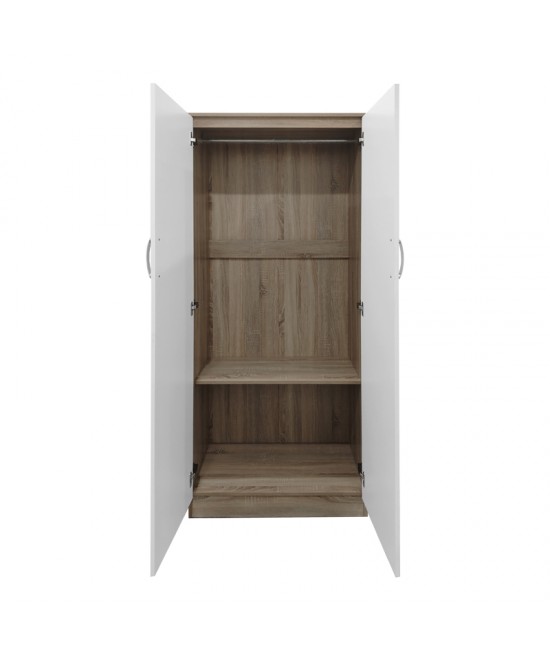 Ντουλάπα δίφυλλη Lego pakoworld σε oak-λευκή απόχρωση 80x42x180εκ