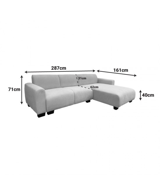 Γωνιακός αναστρέψιμος καναπές Erros pakoworld ύφασμα μπεζ 287x161x71εκ