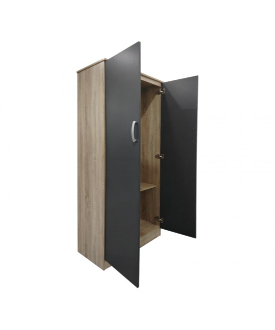 Ντουλάπα δίφυλλη Lego pakoworld σε oak-ανθρακί απόχρωση 80x42x180εκ