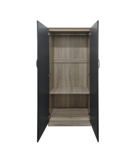 Ντουλάπα δίφυλλη Lego pakoworld σε oak-ανθρακί απόχρωση 80x42x180εκ