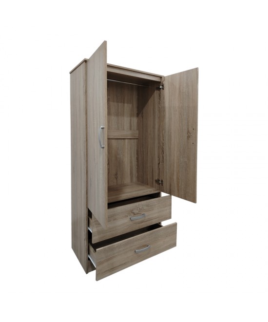 Ντουλάπα δίφυλλη με 2 συρτάρια Lego pakoworld σε oak απόχρωση 80x42x180εκ