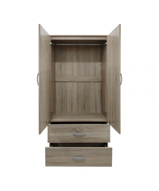 Ντουλάπα δίφυλλη με 2 συρτάρια Lego pakoworld σε oak απόχρωση 80x42x180εκ