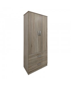 Ντουλάπα δίφυλλη με 2 συρτάρια Lego pakoworld σε oak απόχρωση 80x42x180εκ