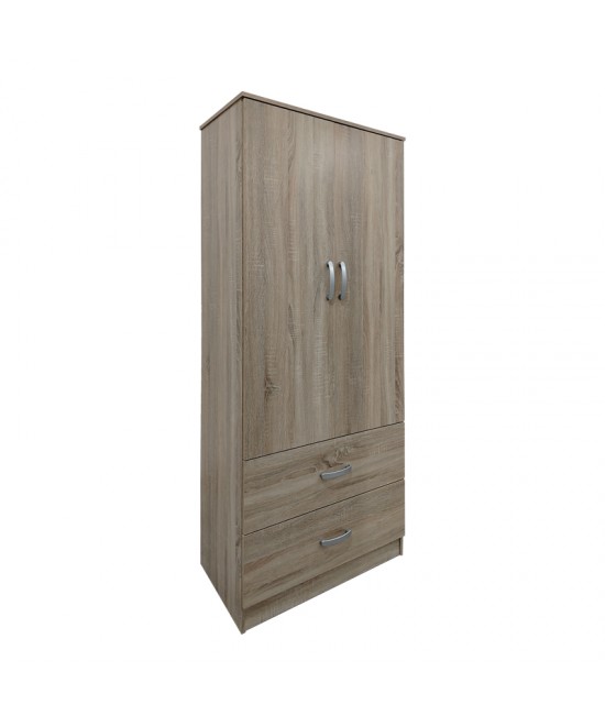 Ντουλάπα δίφυλλη με 2 συρτάρια Lego pakoworld σε oak απόχρωση 80x42x180εκ