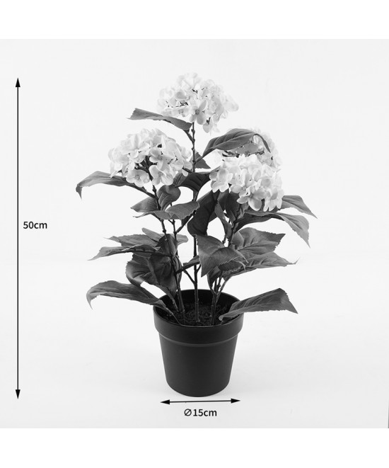 Διακοσμητικό φυτό σε γλάστρα Hydrangea Inart λευκό Φ35x50εκ