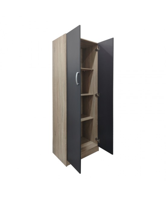 Ντουλάπα δίφυλλη Lego pakoworld σε oak-ανθρακί απόχρωση 60x42x180εκ