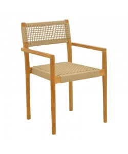 Πολυθρόνα Lengan pakoworld σκελετός teak ξύλο σε φυσική απόχρωση-μπεζ σχοινί 54x52x80εκ